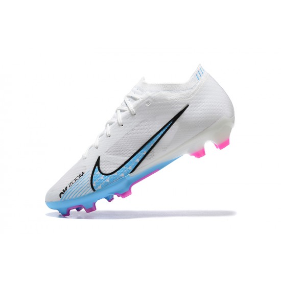 Nike Air Zoom Mercurial Vapor XV Elite FG White Blue Pink For Men Low-top Soccer Cleats