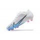 Nike Air Zoom Mercurial Vapor XV Elite FG White Blue Pink For Men Low-top Soccer Cleats 