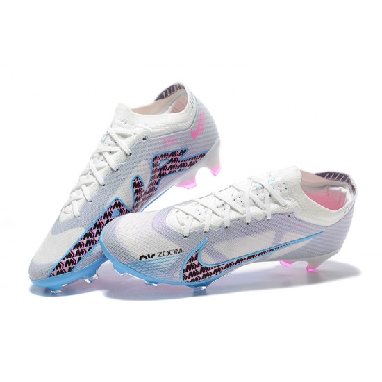 Nike Air Zoom Mercurial Vapor XV Elite FG White Blue Pink Red For Men Low-top Soccer Cleats 