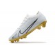 Nike Air Zoom Mercurial Vapor XV Elite FG White Gold Black For Men Low-top Soccer Cleats 