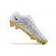 Nike Air Zoom Mercurial Vapor XV Elite FG White Gold Black For Men Low-top Soccer Cleats 