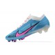 Nike Air Zoom Mercurial Vapor XV Elite FG White LightBlue Pink For Men Low-top Soccer Cleats 