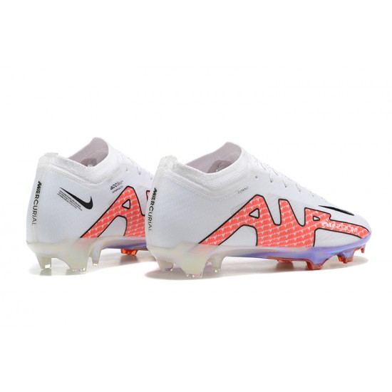 Nike Air Zoom Mercurial Vapor XV Elite FG White Orange Black For Men Low-top Soccer Cleats