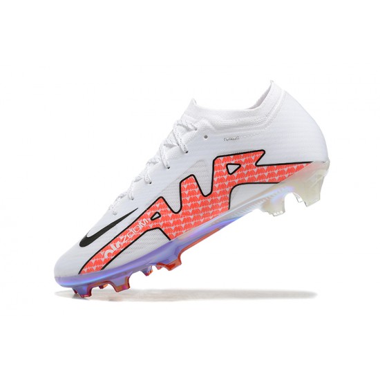 Nike Air Zoom Mercurial Vapor XV Elite FG White Orange Black For Men Low-top Soccer Cleats