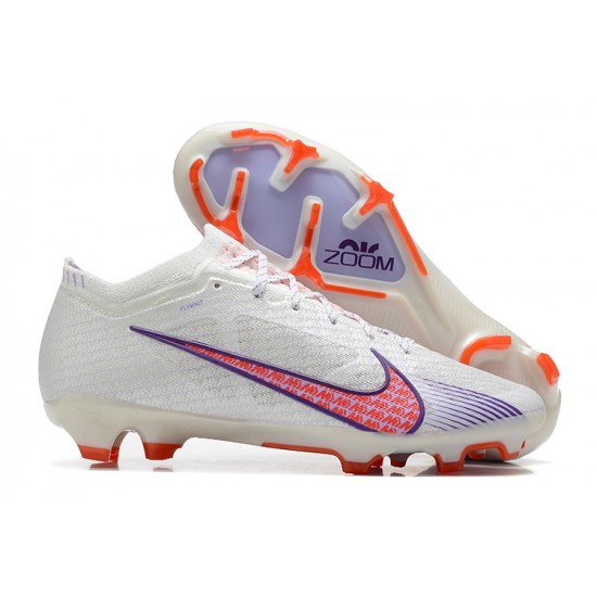 Nike Air Zoom Mercurial Vapor XV Elite FG White Purple Orange For Men Low-top Soccer Cleats