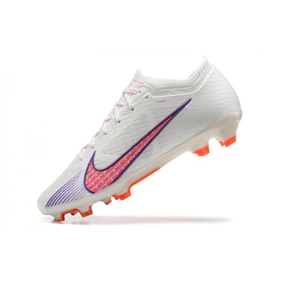 Nike Air Zoom Mercurial Vapor XV Elite FG White Purple Orange For Men Low-top Soccer Cleats 