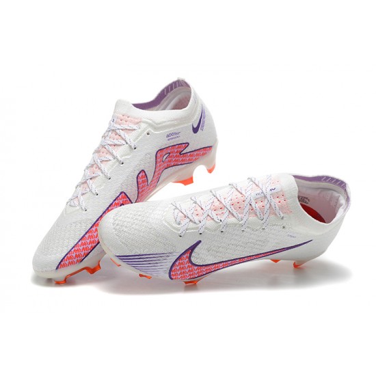 Nike Air Zoom Mercurial Vapor XV Elite FG White Purple Orange For Men Low-top Soccer Cleats 