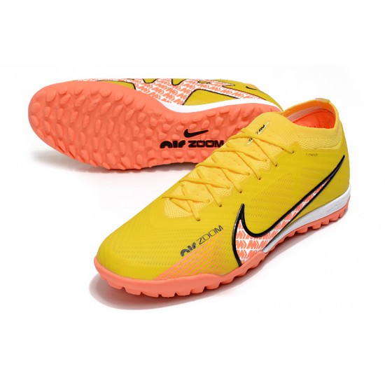 Nike Air Zoom Mercurial Vapor XV Elite TF Low-top Yellow Women And Men Soccer Cleats 