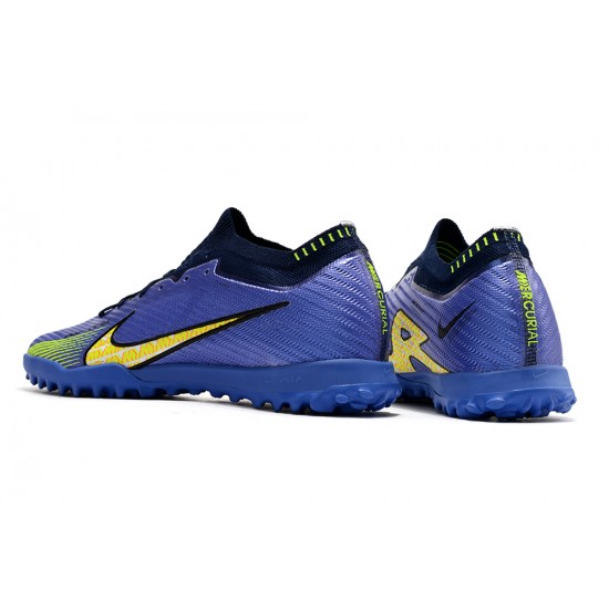 Nike Air Zoom Mercurial Vapor XV Elite TF Mid-top Dark Blue Yellow Women Men Soccer Cleats 