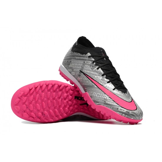 Nike Air Zoom Mercurial Vapor XV Elite TF Mid-top Grey Black Pink Women Men Soccer Cleats 