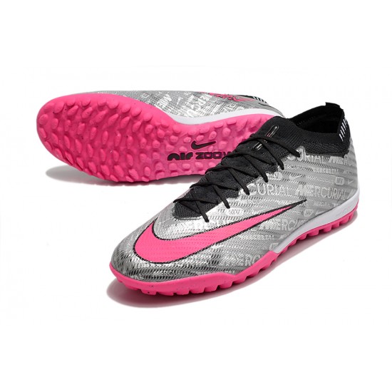 Nike Air Zoom Mercurial Vapor XV Elite TF Mid-top Grey Black Pink Women Men Soccer Cleats 