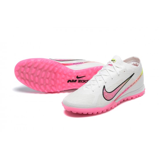 Nike Air Zoom Mercurial Vapor XV Elite TF Mid-top Pink White Women Men Soccer Cleats 