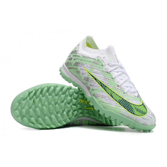 Nike Air Zoom Mercurial Vapor XV Elite TF Mid-top White Green Women Men Soccer Cleats 