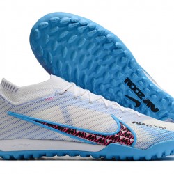 Nike Air Zoom Mercurial Vapor XV Elite TF Mid-top White Light Blue Women Men Soccer Cleats 