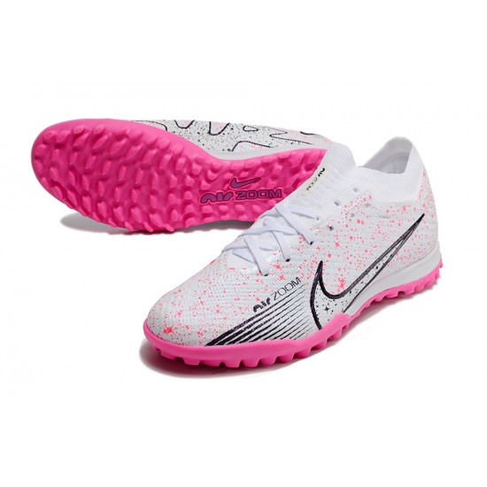 Nike Air Zoom Mercurial Vapor XV Elite TF Mid-top White Pink Women Men Soccer Cleats 