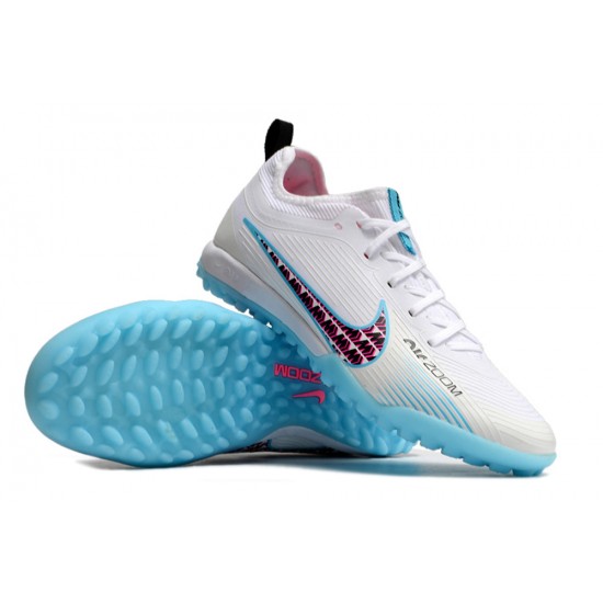 Nike Air Zoom Mercurial Vapor XV Pro TF Low-top White Light Blue Women And Men Soccer Cleats 