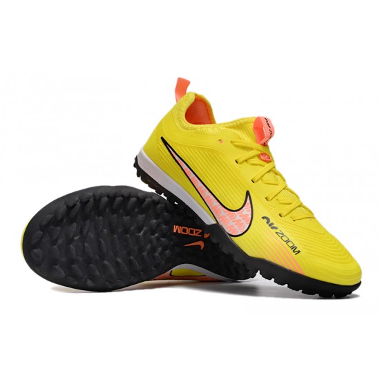 Nike Air Zoom Mercurial Vapor XV Pro TF Low-top Yellow Women And Men Soccer Cleats 