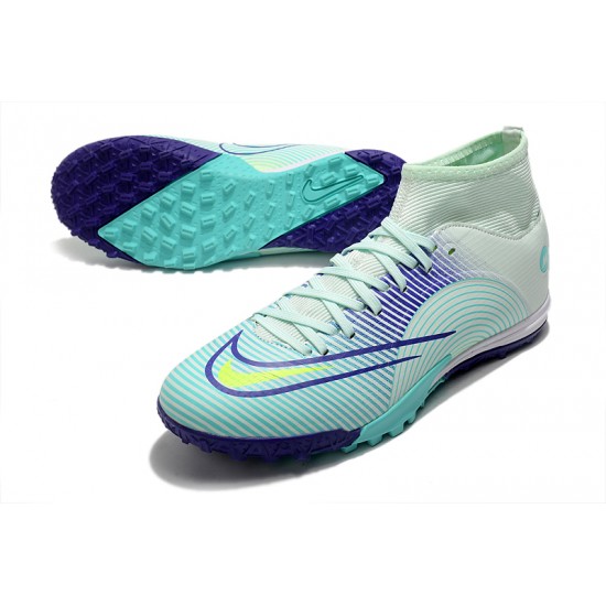 Nike Mercurial Superfly 8 Academy TF High-top Turqoise Men Soccer Cleats 