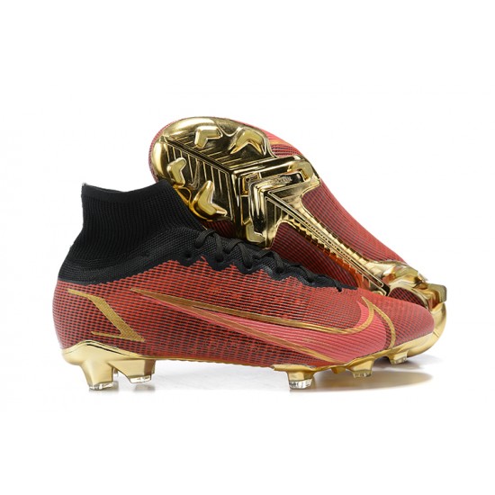 Nike Mercurial Superfly 8 Elite FG High-top Black Brown Gold Men Soccer Cleats