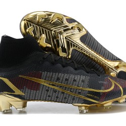 Nike Mercurial Superfly 8 Elite FG High-top Black Gold Men Soccer Cleats