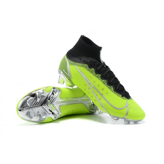 Nike Mercurial Superfly 8 Elite FG High-top Black Green Sliver Men Soccer Cleats