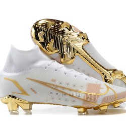 Nike Mercurial Superfly 8 Elite FG High-top Gold White Men Soccer Cleats