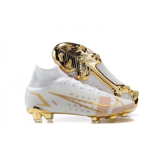 Nike Mercurial Superfly 8 Elite FG High-top Gold White Men Soccer Cleats