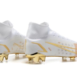Nike Mercurial Superfly 8 Elite FG High-top Gold White Men Soccer Cleats