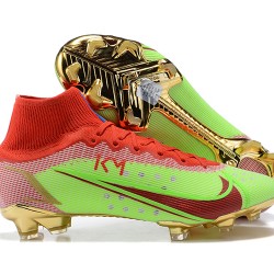 Nike Mercurial Superfly 8 Elite FG High-top Red Green Gold Men Soccer Cleats