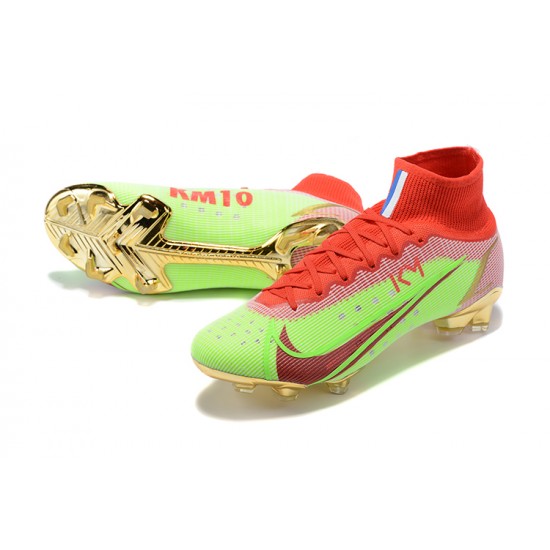 Nike Mercurial Superfly 8 Elite FG High-top Red Green Gold Men Soccer Cleats