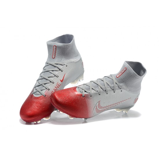 Nike Mercurial Superfly 8 Elite FG High-top Sliver Red Men Soccer Cleats