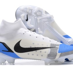 Nike Mercurial Superfly 8 Elite FG High-top White Blue Men Soccer Cleats