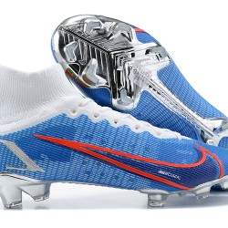 Nike Mercurial Superfly 8 Elite FG High-top White Blue Sliver Men Soccer Cleats