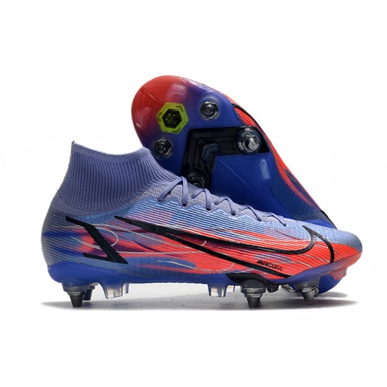 Nike Mercurial Superfly 8 Elite SG PRO Anti Clog High-top Deep Blue Men Soccer Cleats 