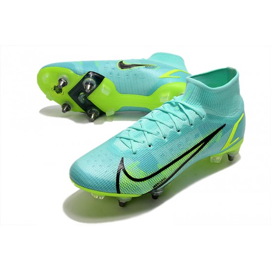 Nike Mercurial Superfly 8 Elite SG PRO Anti Clog High-top Turqoise Men Soccer Cleats 