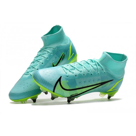 Nike Mercurial Superfly 8 Elite SG PRO Anti Clog High-top Turqoise Men Soccer Cleats 