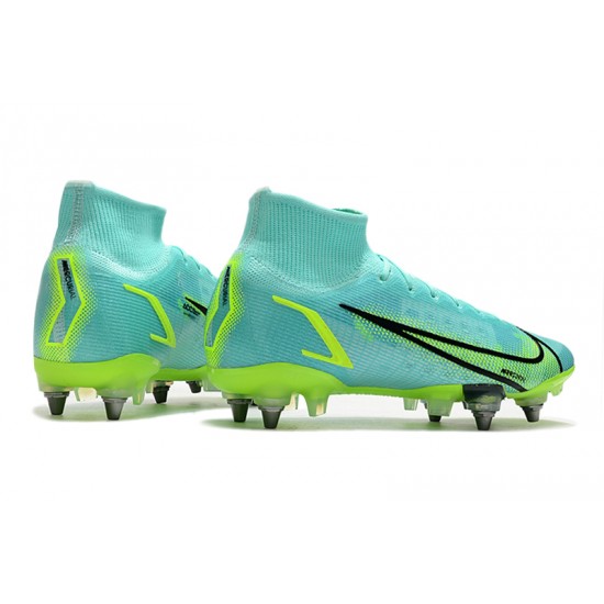 Nike Mercurial Superfly 8 Elite SG PRO Anti Clog High-top Turqoise Men Soccer Cleats 