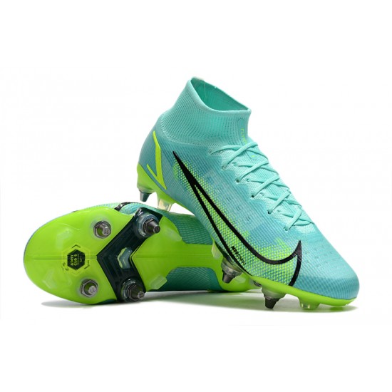 Nike Mercurial Superfly 8 Elite SG PRO Anti Clog High-top Turqoise Men Soccer Cleats 