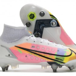 Nike Mercurial Superfly 8 Elite SG PRO Anti Clog High-top White Pink Men Soccer Cleats 