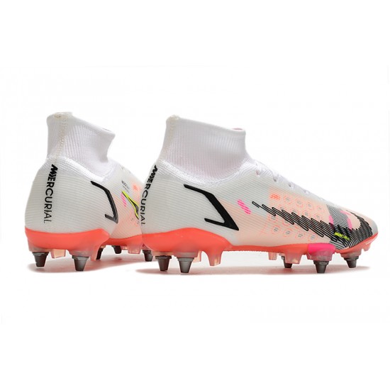 Nike Mercurial Superfly 8 Elite SG PRO Anti Clog High-top White Red Men Soccer Cleats 