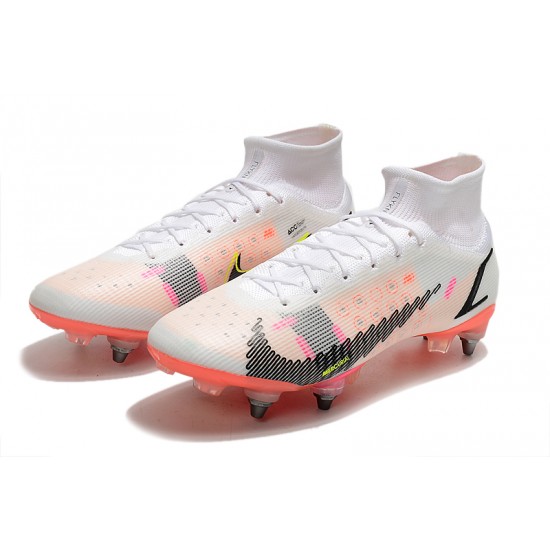 Nike Mercurial Superfly 8 Elite SG PRO Anti Clog High-top White Red Men Soccer Cleats