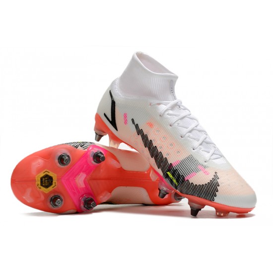 Nike Mercurial Superfly 8 Elite SG PRO Anti Clog High-top White Red Men Soccer Cleats