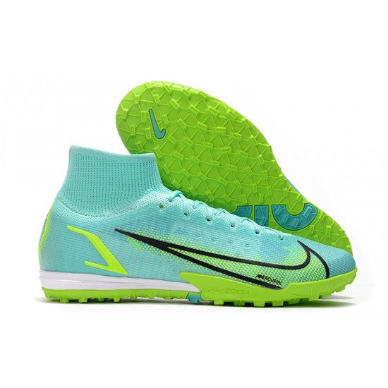 Nike Mercurial Superfly 8 Elite TF High-top Turqoise Green Men Soccer Cleats 