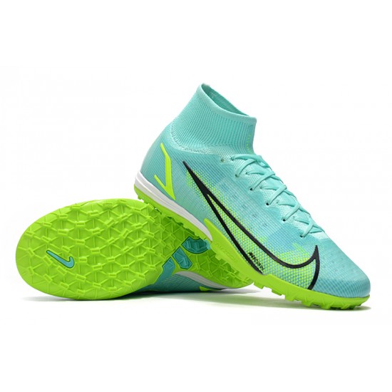 Nike Mercurial Superfly 8 Elite TF High-top Turqoise Green Men Soccer Cleats 