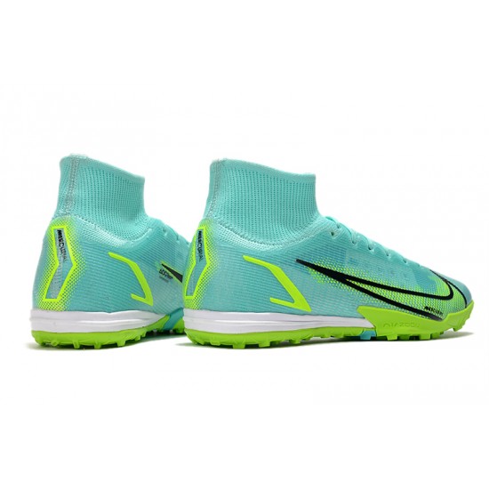 Nike Mercurial Superfly 8 Elite TF High-top Turqoise Green Men Soccer Cleats 