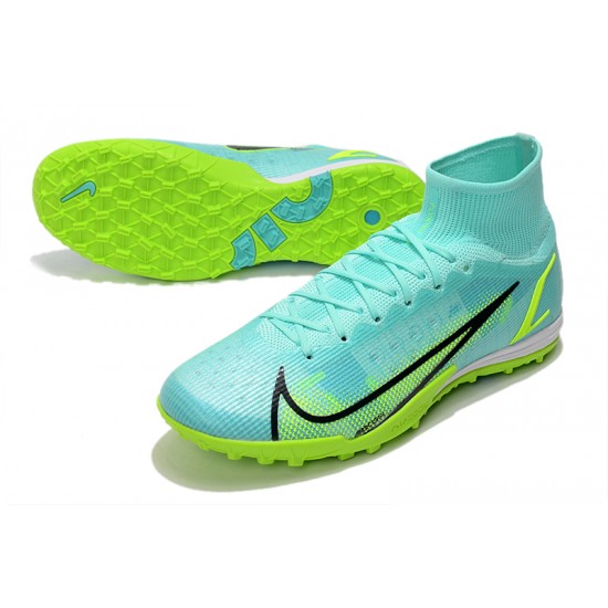 Nike Mercurial Superfly 8 Elite TF High-top Turqoise Green Men Soccer Cleats 