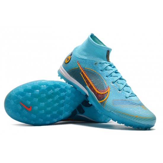 Nike Mercurial Superfly 9 Elite TF High-top Blue Orange Men Soccer Cleats