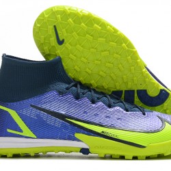 Nike Mercurial Superfly 9 Elite TF High-top Dark Blue Yellow Men Soccer Cleats 