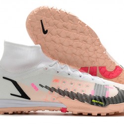 Nike Mercurial Superfly 9 Elite TF High-top White Pink Black Men Soccer Cleats 