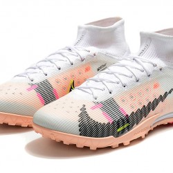 Nike Mercurial Superfly 9 Elite TF High-top White Pink Black Men Soccer Cleats 
